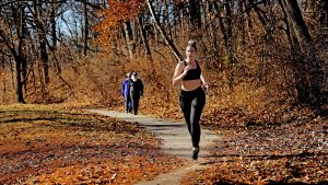 Girl running on the trails