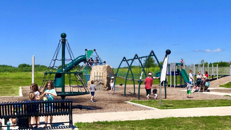 Kids playing on park playground