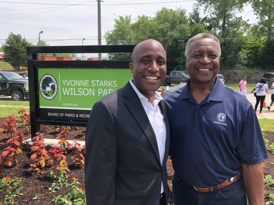 Kansas City Mayor Quentin Lucas and Frank White in Yvnonne Starks Wilson Park