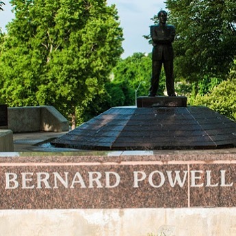 Our #WhatsThatWednesday photo is of the Bernard Powell Memorial Fountain in #KCParks Spring Valley Park. #BlackHistoryMonth #WTW Installed: 1985Sculptor: Eugene Bortner..Mr. Powell (1947-1979) worked for civil rights in the 1960s and later helped establish a group to promote job training for black youth, leadership skills and job opportunities as well as encouraging neighborhood beautification with the theme of “Ghetto or Goldmine – the Choice is Yours!” The statue was placed in Spring Valley Park across the street from the Powell family home.
