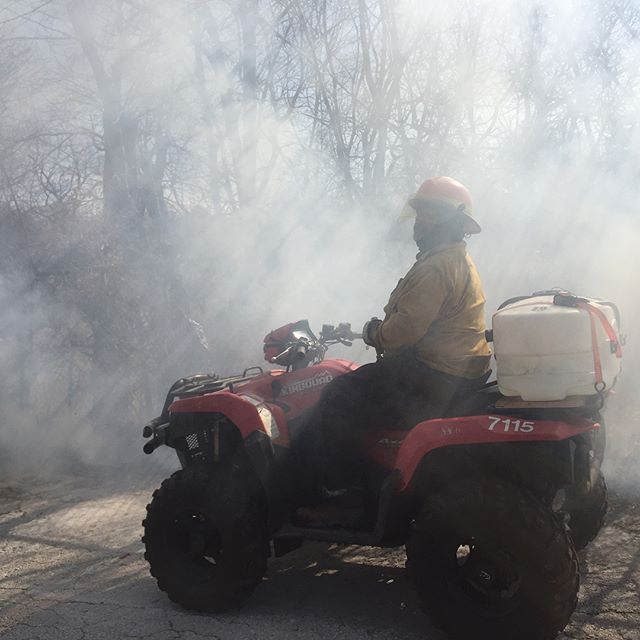 Controlled burn in #KCParks Roanoke Park on Tuesday.