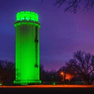 The Waldo Water Tower in #KCParks is lit green this week in celebration of #StPatricksDay  Photo via TreanorHL