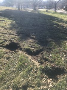 Indian Mound Damage from Vandalism KC Parks